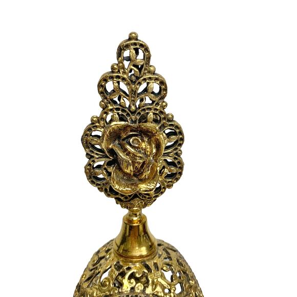Vintage Stylebuilt NY Gold Ormolu Filigree Ornate Rose Perfume Bottle - Picture 10 of 13